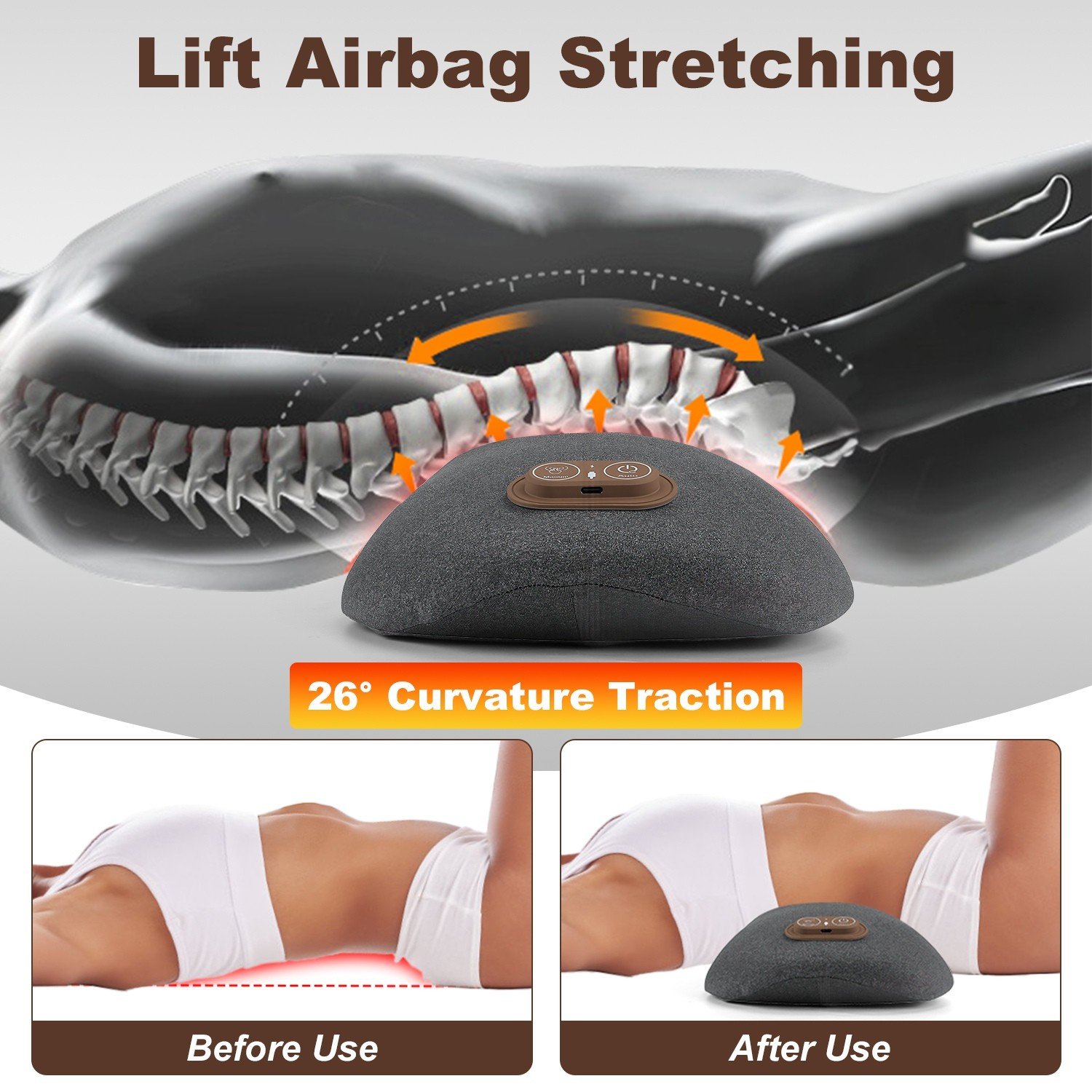 3-in-1 Electric Back Massager Pillow Lumbar Support Cushion with Heat Vibration - Image 4