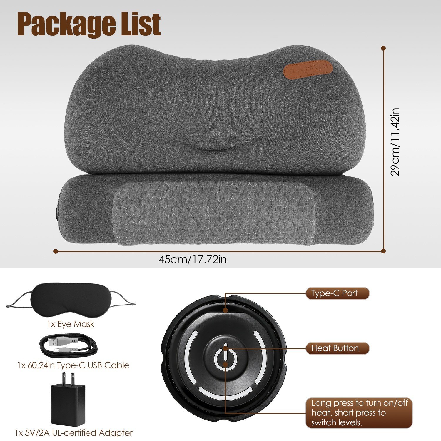 Heated Neck Pillow with 3 Heat Settings Zero Pressure Memory Foam Neck Pillow - Image 3
