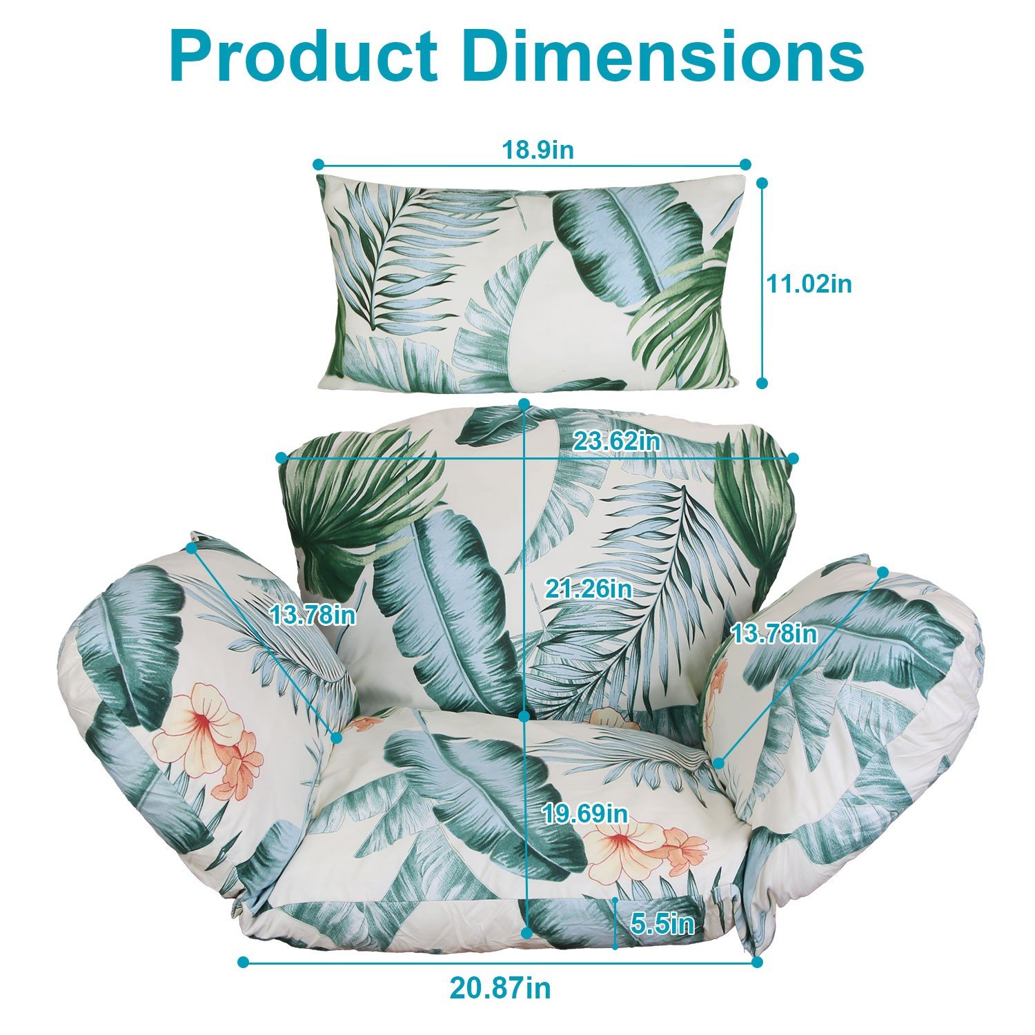 Egg Chair Cushion, Soft Thicken Hammock Chair Cushion with Headrest - Image 4