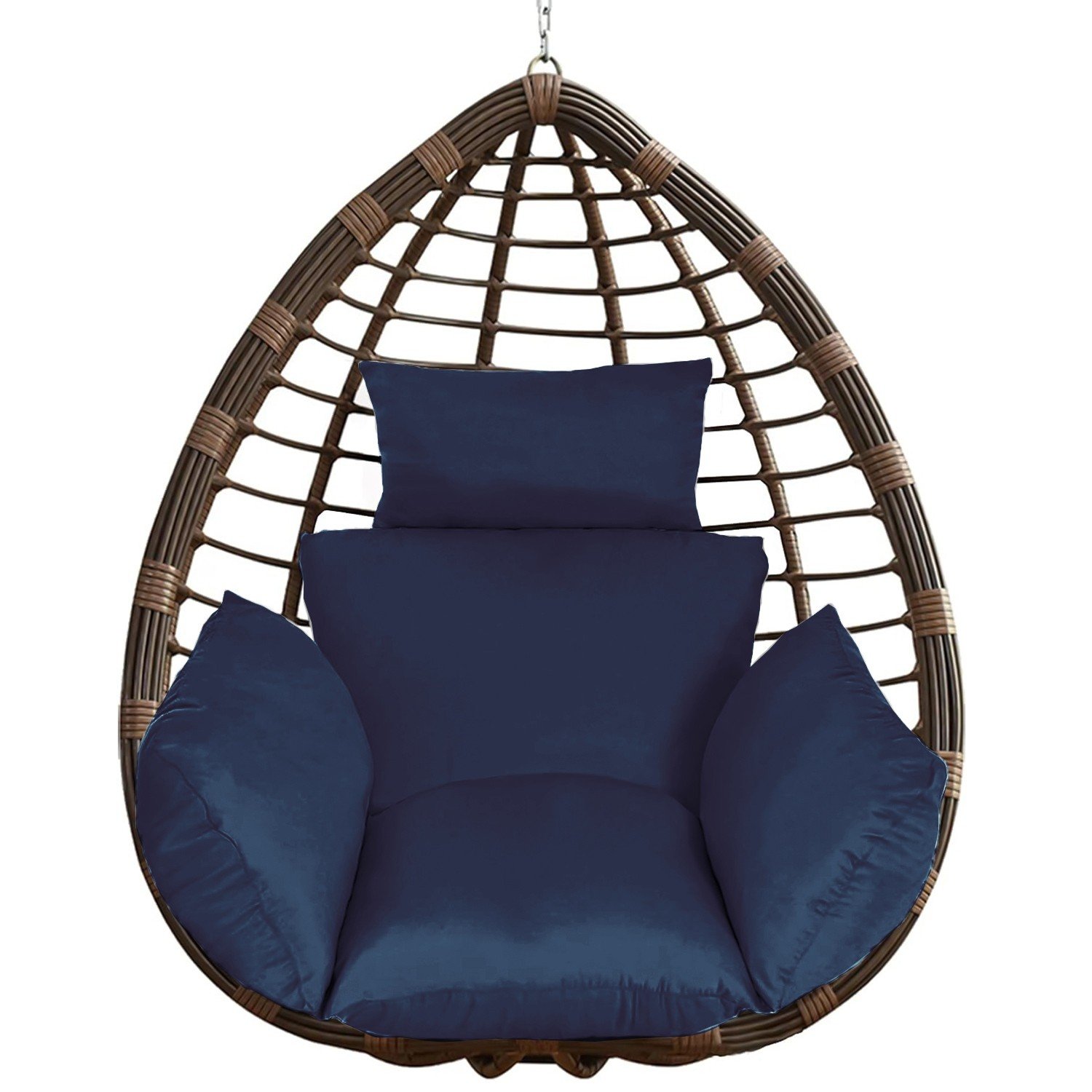 Blue Chair Cushion Replacement Basket Seat Cushion Pad with Headrest - Image 3