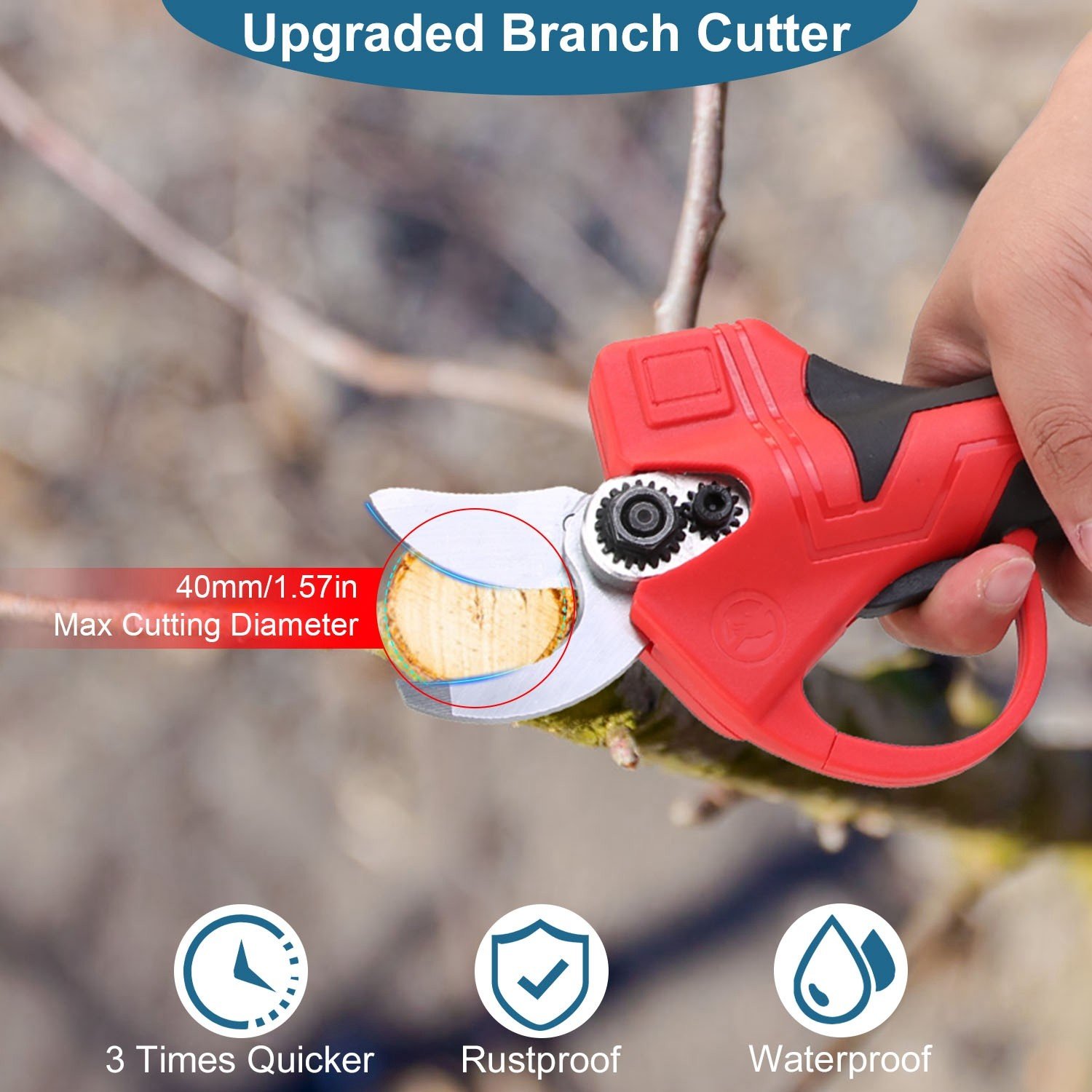 Cordless Pruning Shears 40mm 1.57" Electric Branch Scissors Tree Branch Cutter - Image 4