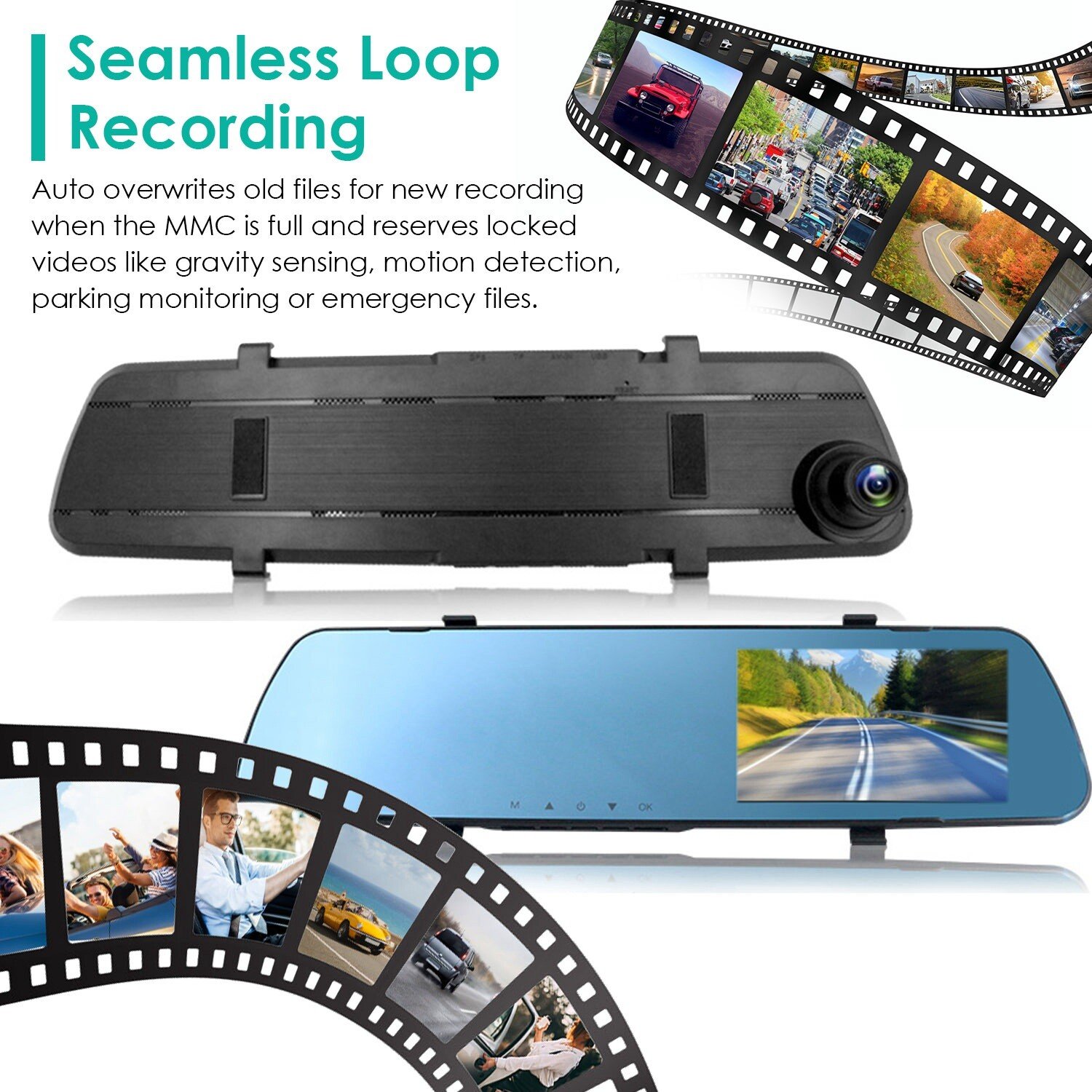 1080P Rearview Mirror Car DVR Dual Dash Cameras Front&Rear Video Recorder Motion - Image 4