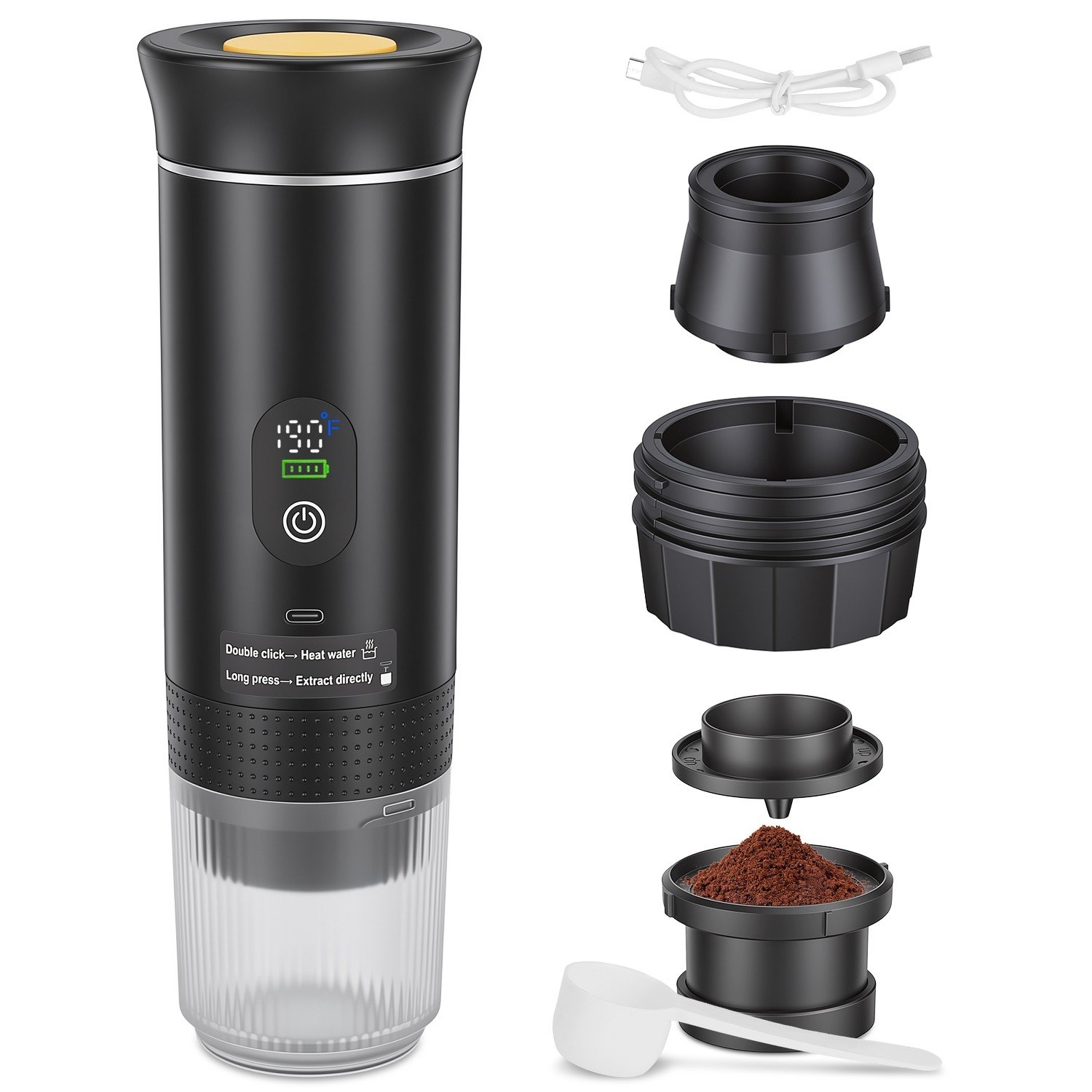 3-in-1 Portable Espresso Machine Cordless Self-Heating Coffee Maker Rechargeable - Image 3