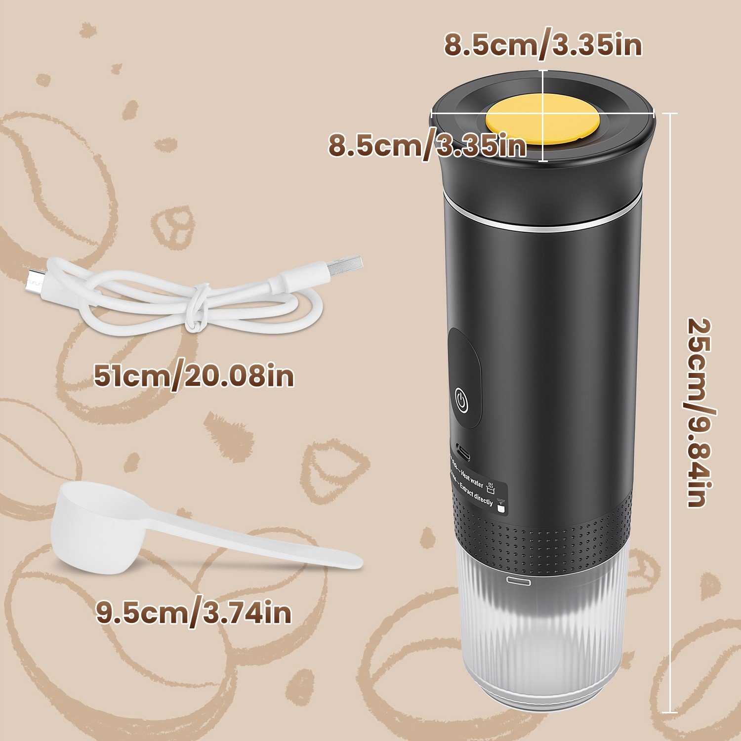 3-in-1 Portable Espresso Machine Cordless Self-Heating Coffee Maker Rechargeable - Image 5