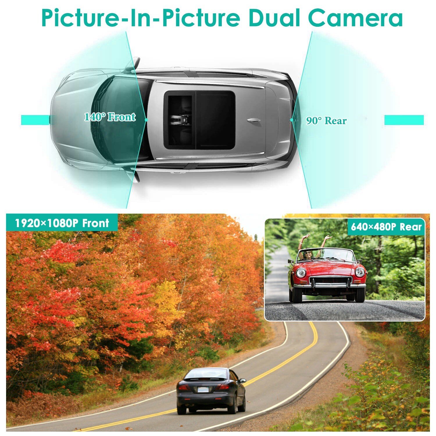 1080P Rearview Mirror Car DVR Dual Dash Cameras Front&Rear Video Recorder Motion - Image 5
