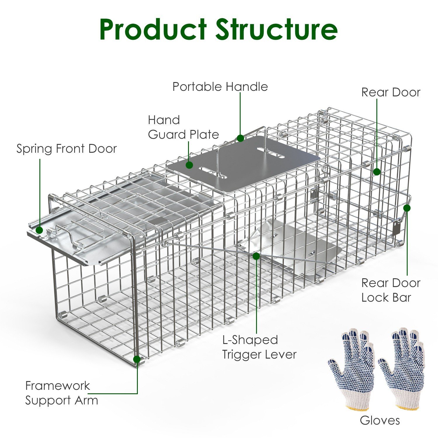 2PCS Live Animal Trap Folding Rodent Cage Garden Rabbit Squirrels Cat 24X8X 7.5" - Image 3