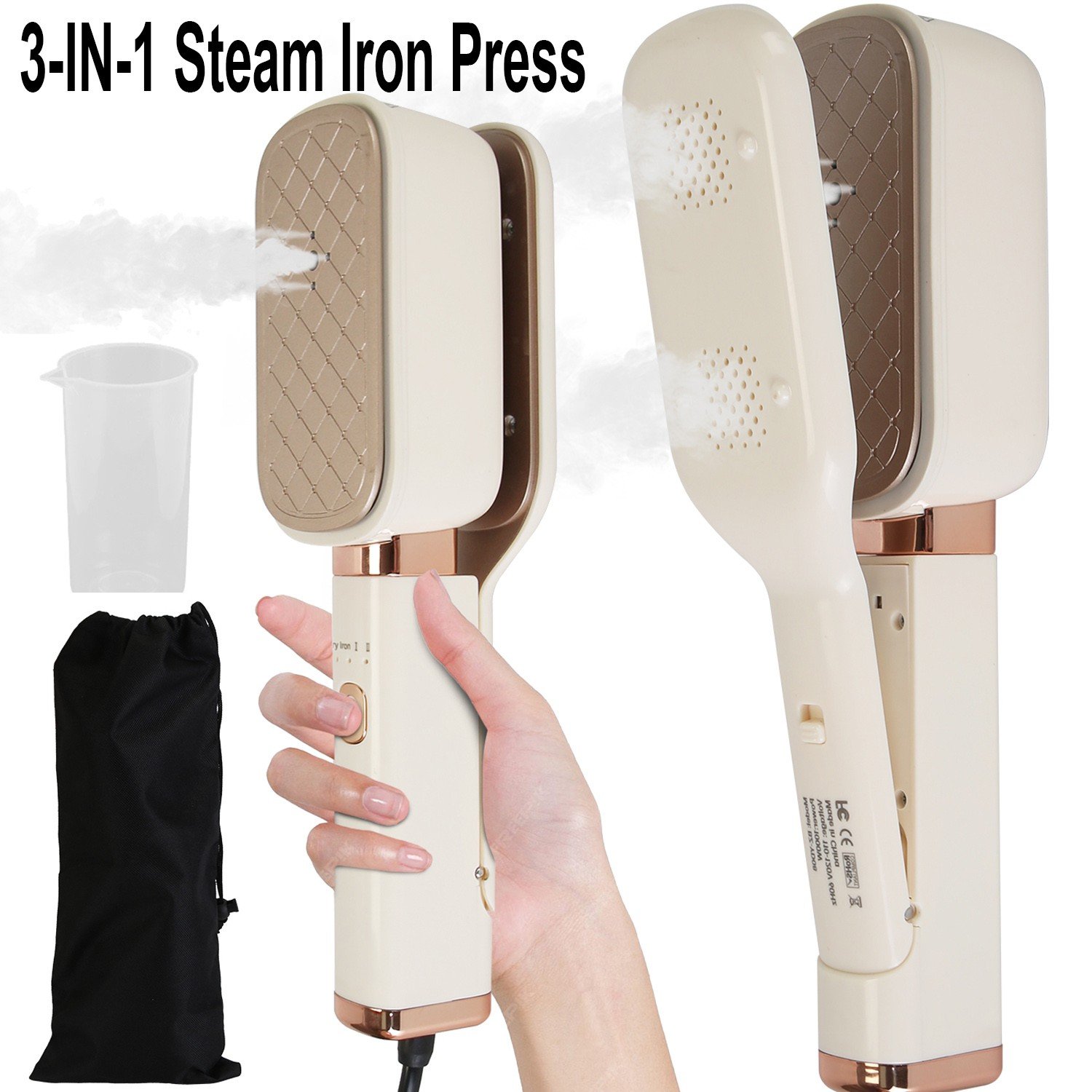 Travel Steamer for Clothes 1000W 3IN1 Steam & Iron & Press Deep Wrinkle Removal