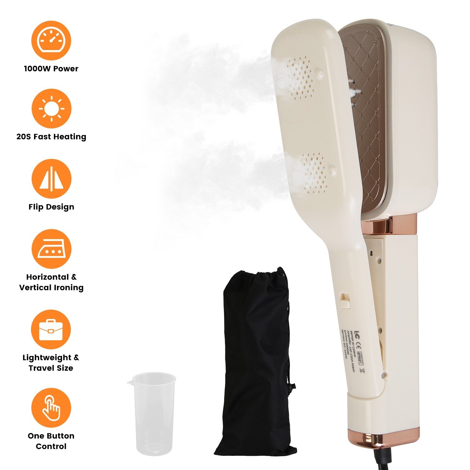 Travel Steamer for Clothes 1000W 3IN1 Steam & Iron & Press Deep Wrinkle Removal - Image 2