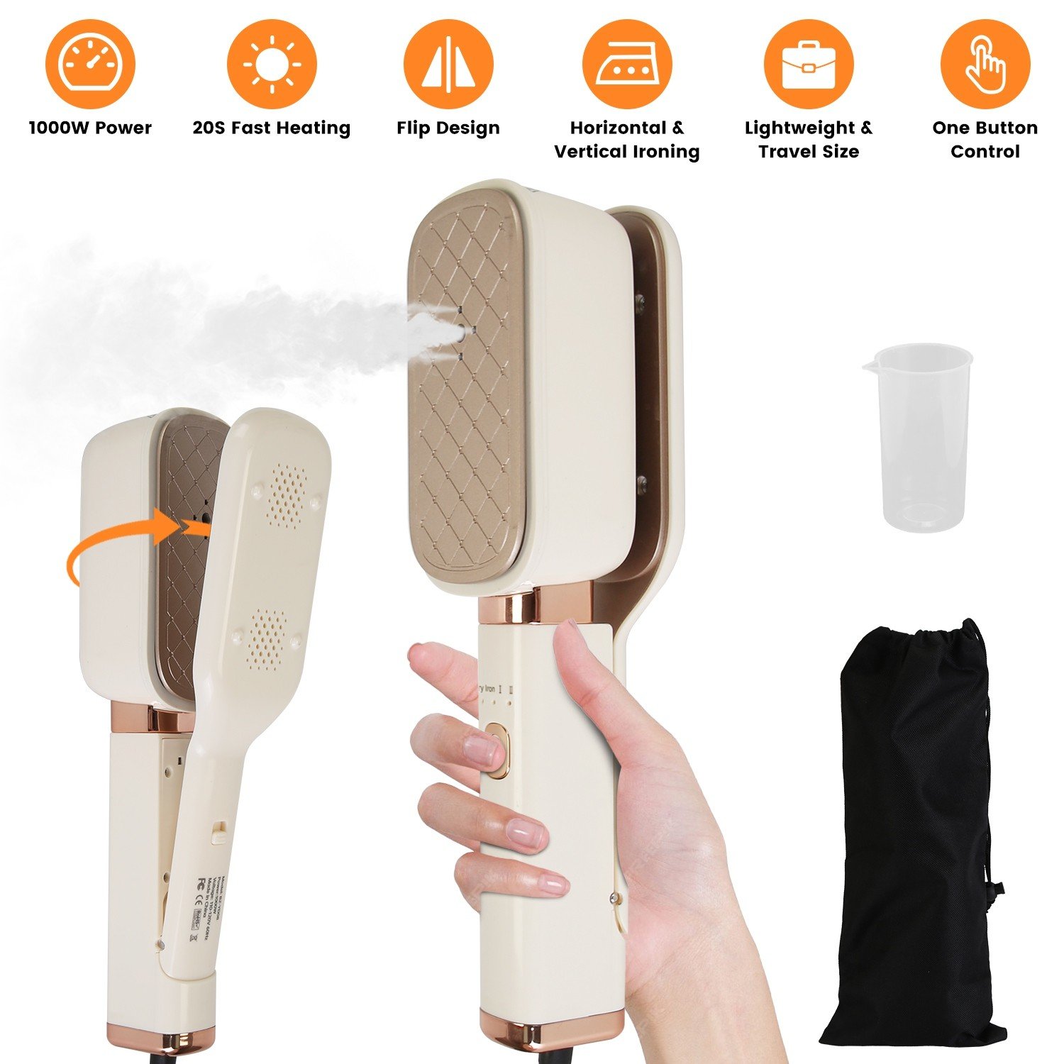 Travel Steamer for Clothes 1000W 3IN1 Steam & Iron & Press Deep Wrinkle Removal - Image 4