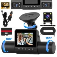 4 Channels Dash Cam Car HD 1080P Front Rear Left Right Dash Camera Night Vision