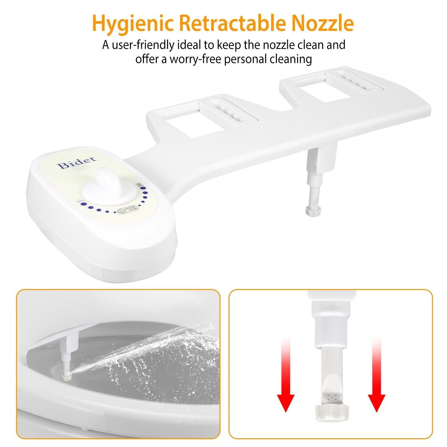 7/8" Adjustable Bidet Fresh Water Spray Kit Non Electric Toilet Seat Attachment - Image 5