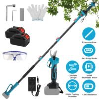Electric Pruning Shear w/ 2 Batteries Cordless Pruner Reach 13FT Tree Trimming