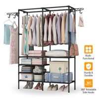 4Tier Metal Garment Rack Closet Shoe Clothing Organizer Shelves Clothes Wardrobe 731716346631