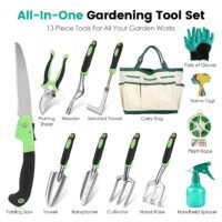 13Pc Heavy Duty Gardening Tool Set w/ Garden Bag Aluminum Hand Tools Starter Kit