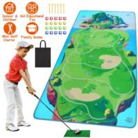 2.6X5FT Golf Chipping Game Mat Indoor Outdoor Golf Game Set with 20 Golf Balls