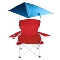 Foldable Canopy Chair w/ Detachable Umbrella Picnic Camping Sun Protection Chair