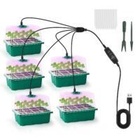 5-Pack Seed Starter Trays,60-Cell Seed Starter Kit with Grow Light Indoor Timers