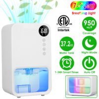 950sq.ft Dehumidifier Indoor Portable Small Dehumidifier 7-Color Night Light