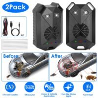 2 Pack Ultrasonic Mouse Repeller Car Rat Rodent Repellent Under Hood Deterrent