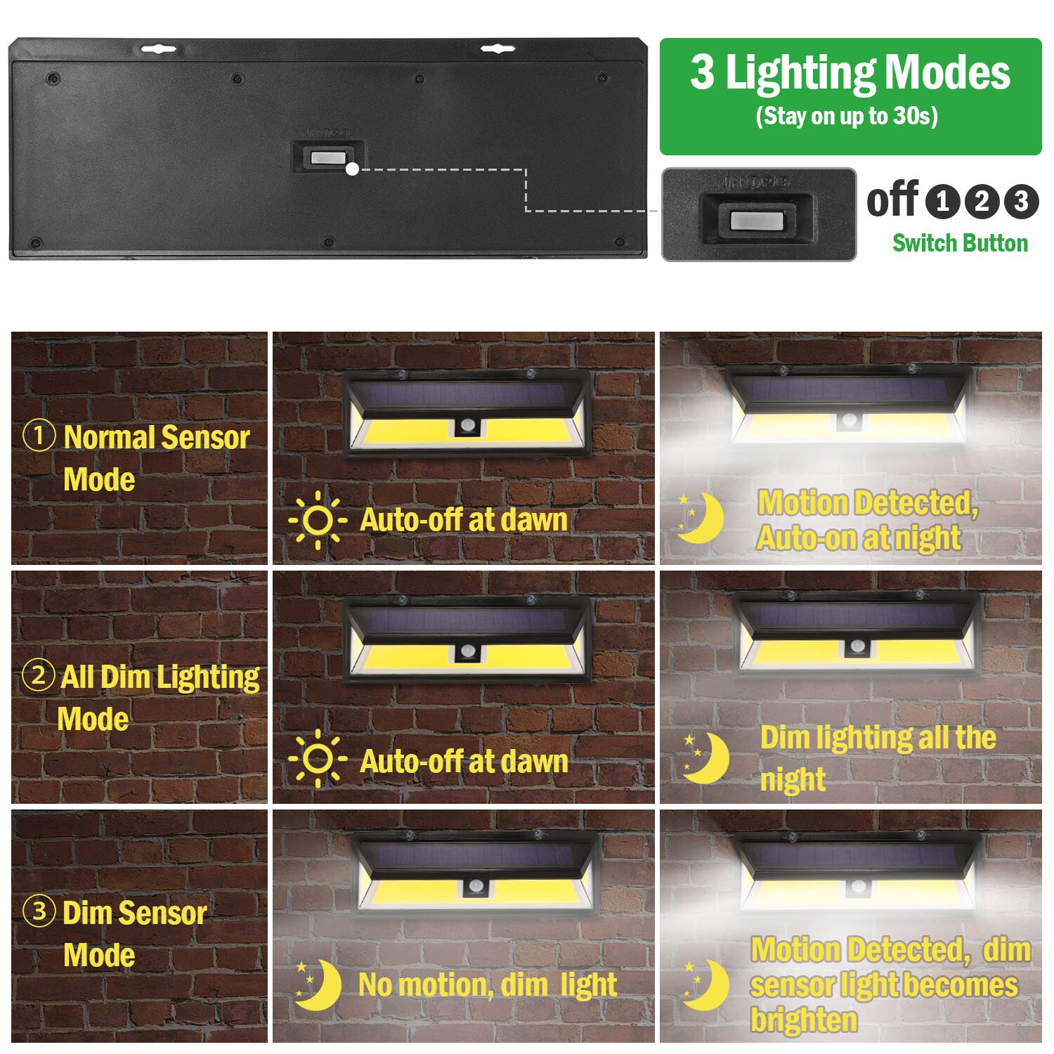 180LED Solar Power Lamp Outdoor Garden Wall Waterproof Lamp Motion Sensor Light - Image 2