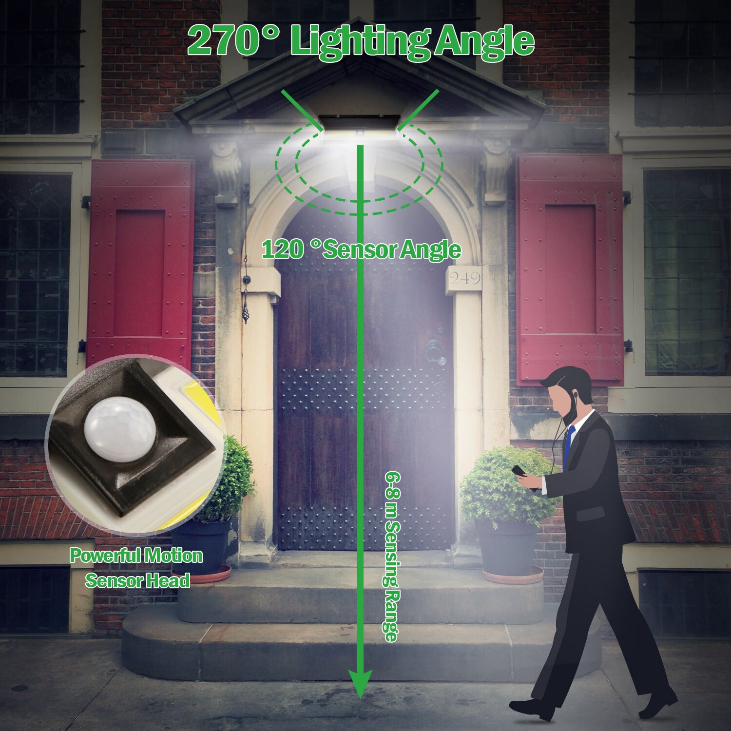 180LED Solar Power Lamp Outdoor Garden Wall Waterproof Lamp Motion Sensor Light - Image 3