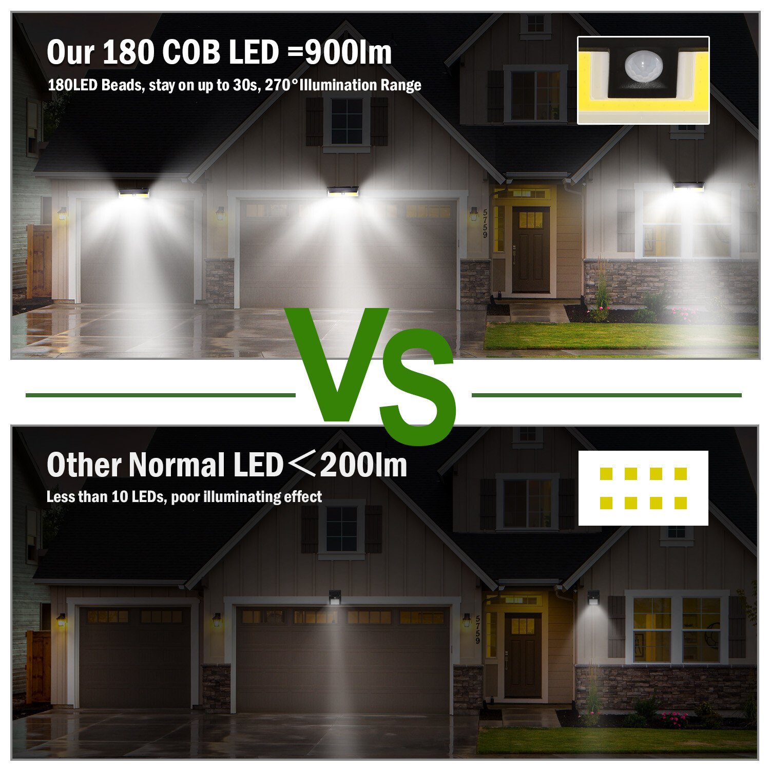 180LED Solar Power Lamp Outdoor Garden Wall Waterproof Lamp Motion Sensor Light - Image 5