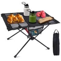 Portable Camping Table Folding 23*15" Beach Table w/ Drink Holder & Mesh Storage