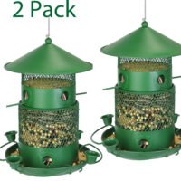 2 Packs Metal Bird Feeder for Outdoor Hanging Bird Lovers Squirrel Proof w/ Cups