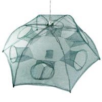6 Holes Fishing Bait Trap Crab Net Crawdad Shrimp Cast Dip Cage Fish Minnow Fold
