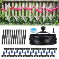 75FT Mist Drip Irrigation System Kit Automatic with 20PCS Adjustable Nozzles