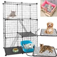 3 Tier Cat Playpen Cage Metal Indoor Cat House with Waterproof Pet Heating Pad