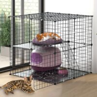 2 -Tiers Kennels Pet Crate Cat Cage Indoor Cat DIY Cat Enclosures Metal Playpen