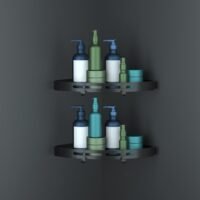 2Packs Aluminum Shower Shelf Caddy Bathroom Organizer Storage Holder Corner Rack