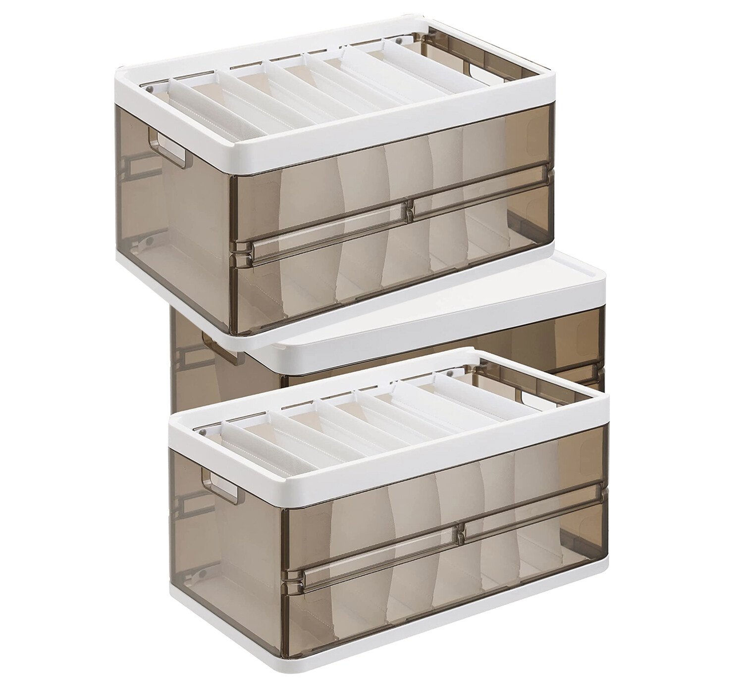 3 Pack Foldable Storage Bin with Lid Stackable Plastic Clothes Closet Organize - Image 2