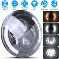 7" 40W Round LED Headlight LED Light Halo Angel Eye DRL for Ford Wrangler JK CJ