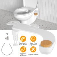 Dual Nozzle Bidet Seat Attachment Self Cleaning Water Spray Adjustable Pressure