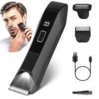 2 In 1 Body Hair Trimmer for Men Electric Groin Hair Trimmer LED Comb Shaver
