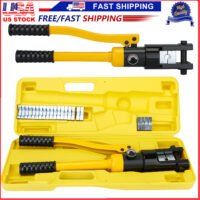 12 Ton Hydraulic Wire Pro Hydraulic Battery Cable Lug Crimping Tool w/ 12 Dies