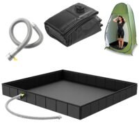 41x41x5.5" Portable Shower Pan Foldable Shower Tent Base with Detachable Drain