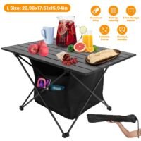 27x17x16" Aluminum Camping Table with Storage Bag Folding Beach Picnic Table