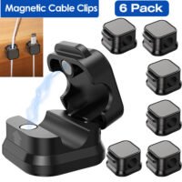 6 Pack Magnetic Cable Clips Desk Cord Organizer Adhesive Wire Holder Home Office