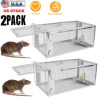 2X Large Live Humane Animal Trap Control Steel Cage Rat Mouse Rodent Quick Catch