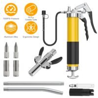 Grease Gun Kit with Lock Coupler 7000 PSI High Pressure Pistol Grip Grease Gun