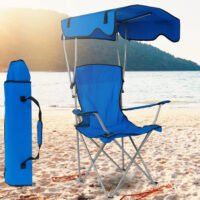 Camping Folding Lawn Chair with 50+ UPF Canopy Heavy Duty Outdoor Beach Chair