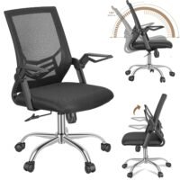 Mesh Ergonomic Office Chair with Steel Chair Leg Flip-up Armrest Reclining Chair