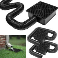 2Pcs Low Profile Catch Basin Drain Kit Downspout Extender w/ 5FT Extendable Hose