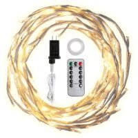 7.87FT 144 LED Lighted Birch Garland with Timer Christmas Twig Vine Lights Decor