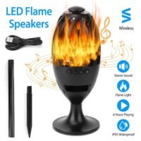 Led Flame Table Lamp Torch Atmosphere Wireless Speakers HD Audio Stereo Bass