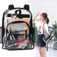 20L Transparent Backpack Zipper See Through Book-bag Waterproof Time Saving Bag