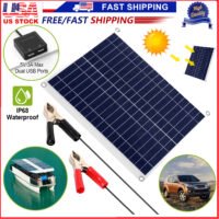 25W Solar Panel 12V Battery Maintainer Trickle Charger Car RV Boat Trailer IP68